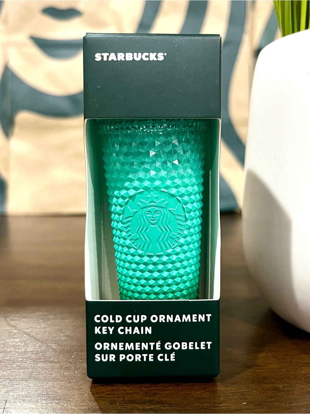 💚Starbucks Mint Green ‘Waxberry’ Ombré Gradient Bling Studded Ornament Keychain